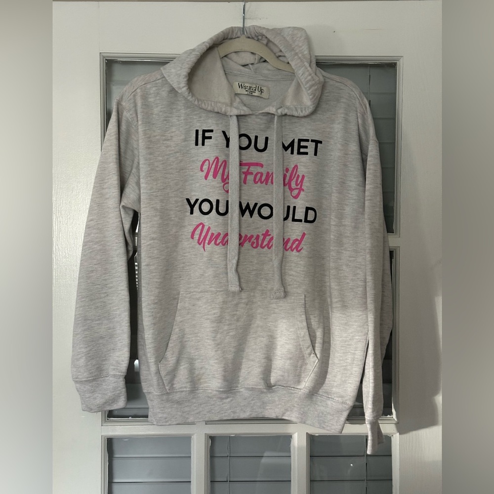 Wound Up Women’s Junior L (11-13) Gray If You Met My Family Hoodie | SKU 0978